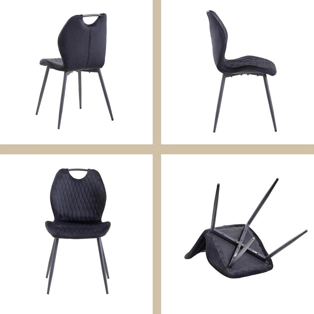GrandCA HOME Set tavolo e sedie da pranzo,tavolo da pranzo quadrato da 140 cm e 4 sedie da cucina imbottite, adatto per cucine e sale da pranzo(Venature del legno scure + nero)