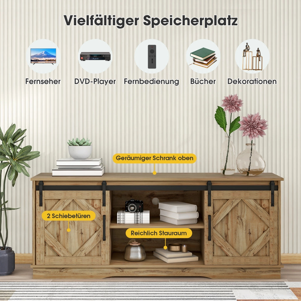 Mobile TV con 2 ante scorrevoli e ripiani regolabili - per soggiorno - 150 x 40 x 60 cm - marrone