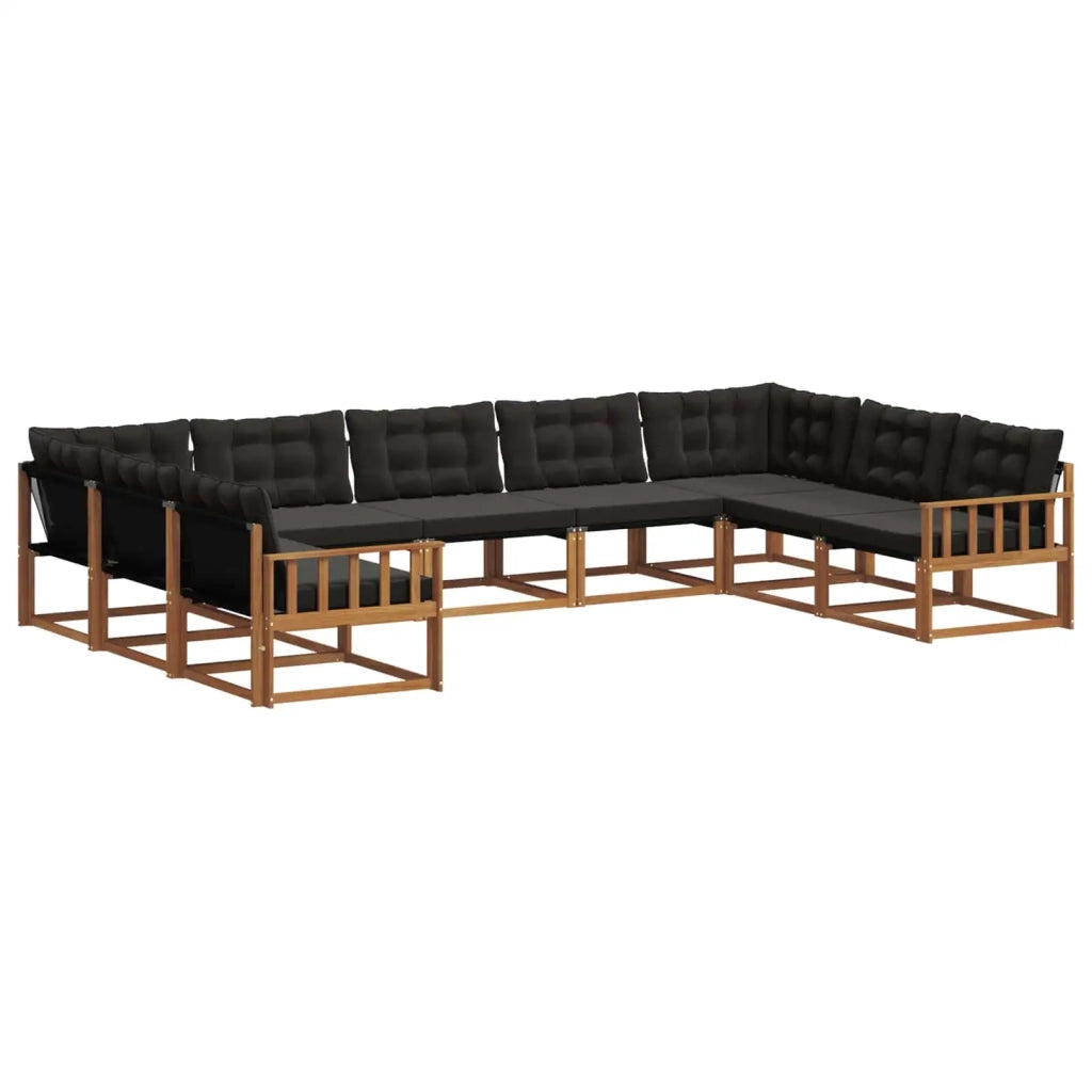 Set di divani da esterno con cuscino 9 pcs Naturale e Nero 3369839