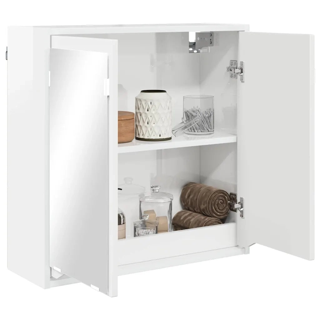 Mobiletto per specchio da bagno Bianco Lucido 60 x 20 x 60 cm