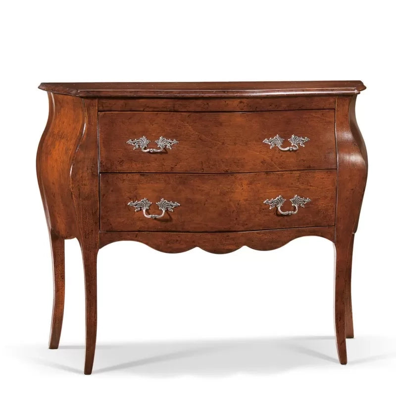 Cassettiera bombata classica 2 cassetti legno tinta noce 105x42x85 - Mobili 2G