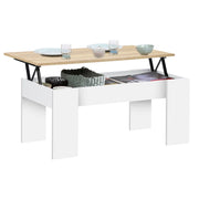 IDMarket - Mesa de centro elevable TARA de madera blanca e imitación de haya