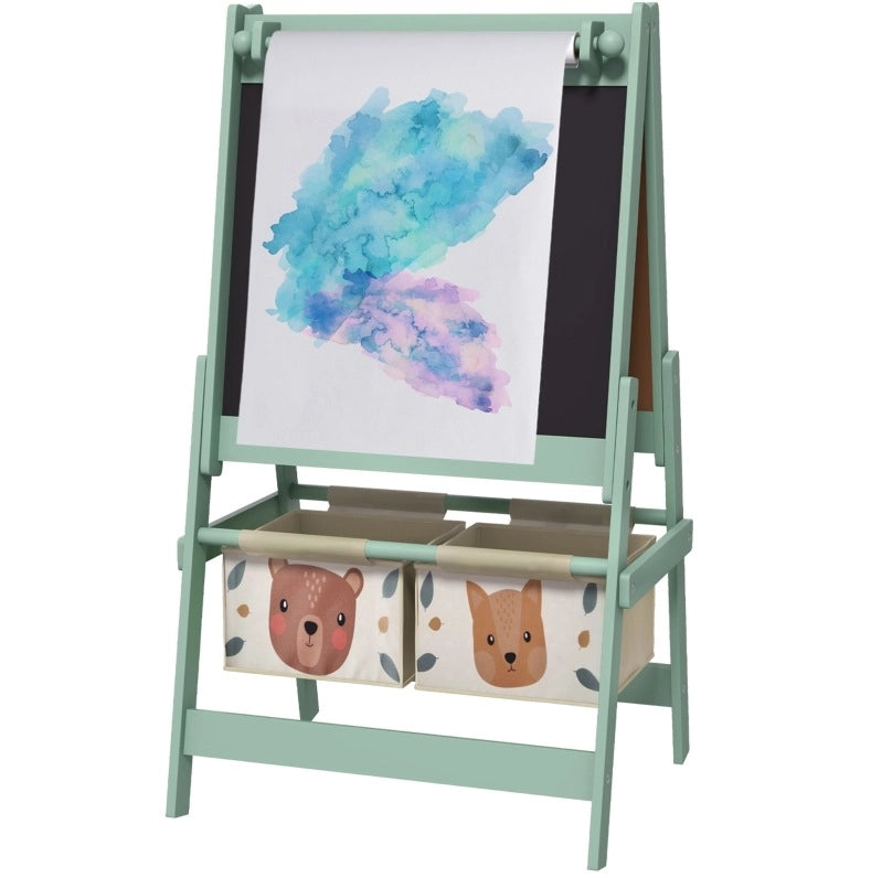 Cavalletto 3-in-1 per bambini con rotolo di carta, verde