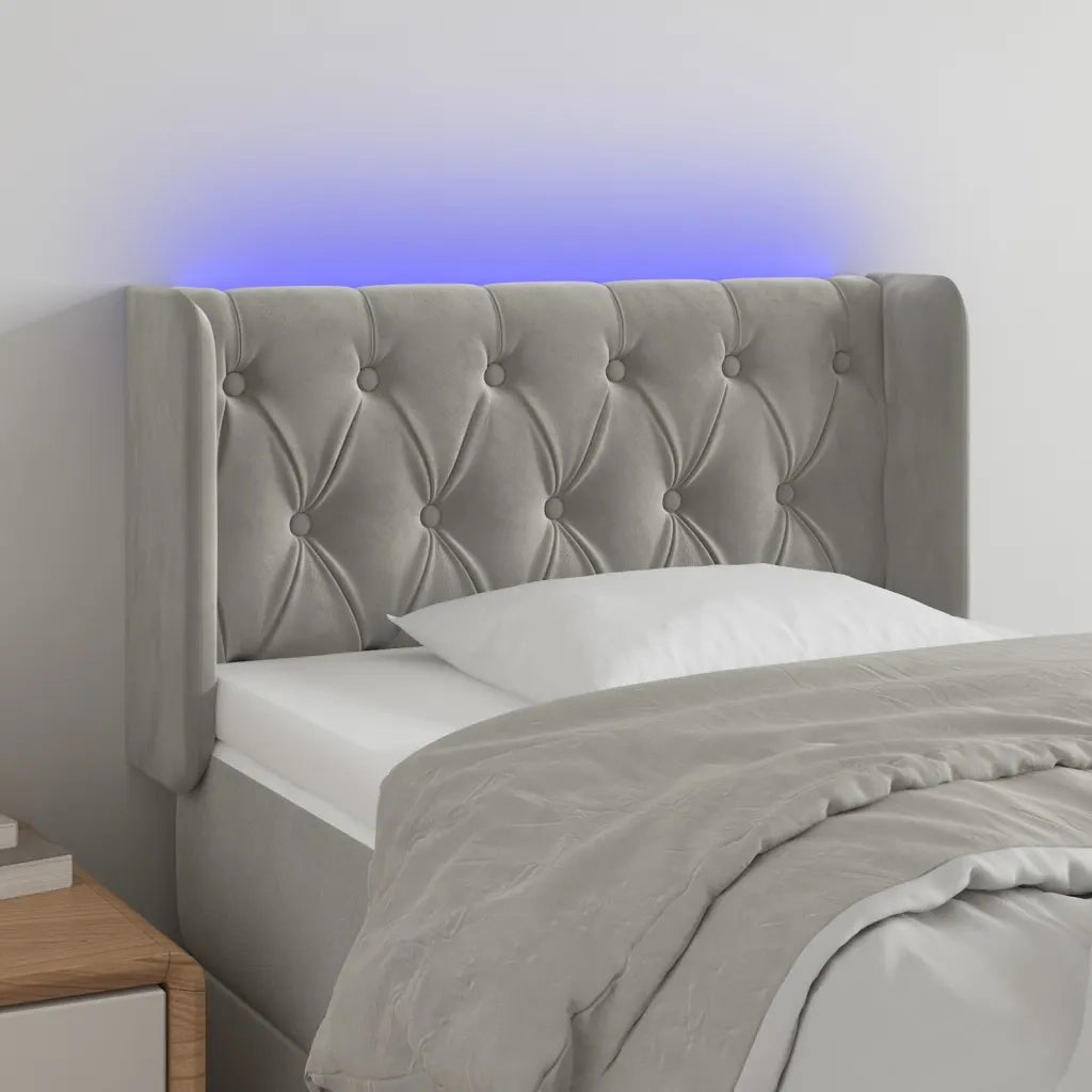 Testiera | Testata a LED Grigio Chiaro 83x16x78/88 cm in Velluto