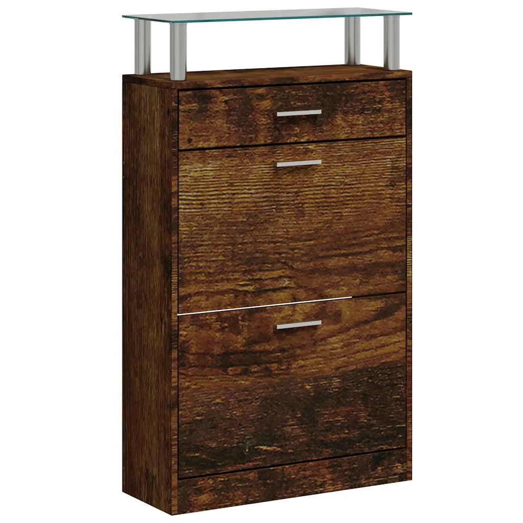 Scarpiera Rovere Fumo 63x24x104 cm in Legno Multistrato 342567