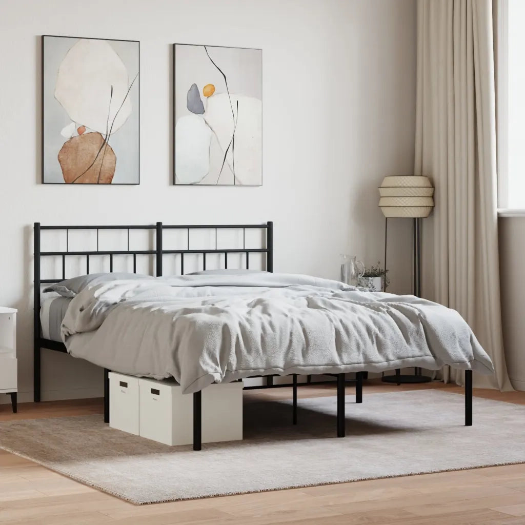 Giroletto con Testiera-Struttura Letto con testiera in Metallo Nero 140x190 cm 796910