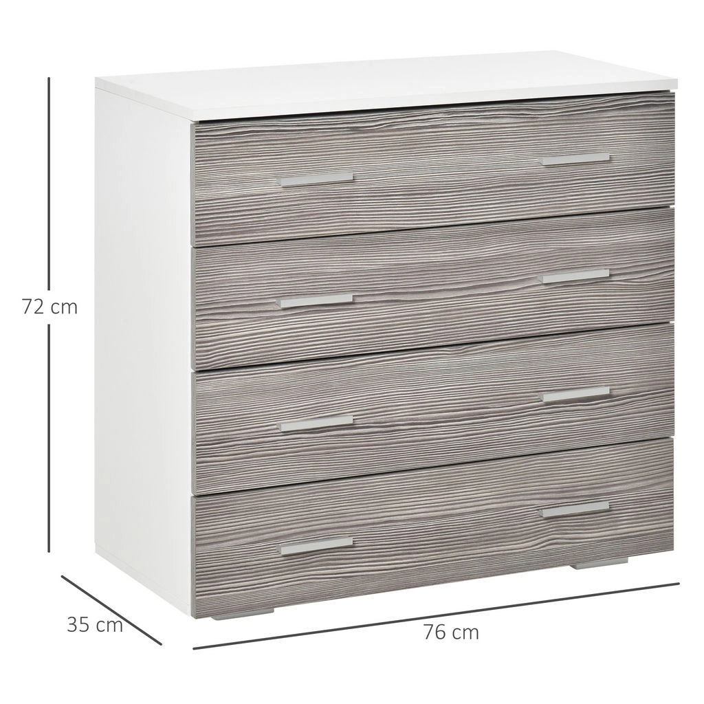 CASSETTIERA CON 4 CASSETTI IN LEGNO 76X35X72CM COLORE BIANCO GRIGIO
