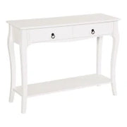 Mobiletto Tavolo Consolle da Ingresso Moderno con 2 Cassetti Casa Legno 100 × 33 × 75cm Bianco