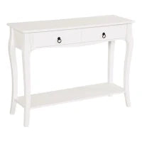 Mobiletto Tavolo Consolle da Ingresso Moderno con 2 Cassetti Casa Legno 100 × 33 × 75cm Bianco