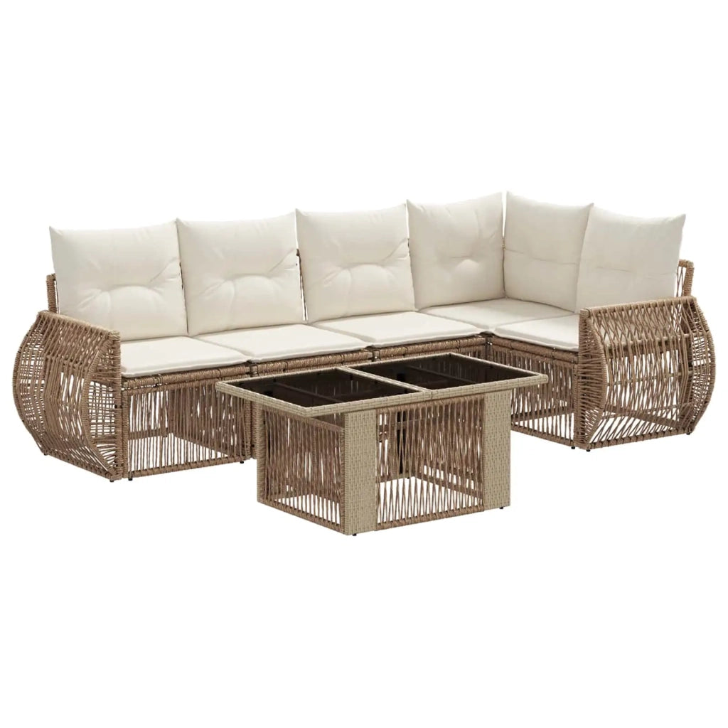 Set Divano da Giardino 6 pz Beige e Bianco Crema polyrattan 3436944
