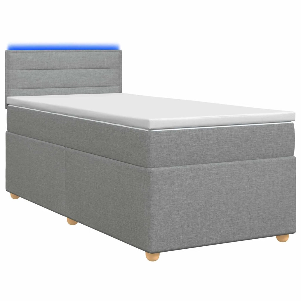 Letto con Box Spring, Materasso e LED Grigio Chiaro 90 x 190 cm 3452513