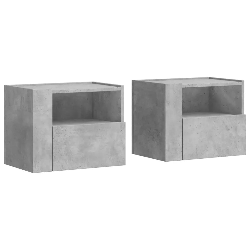Comodini a Muro 2 pz-Set di 2 Tavolino da notte Grigio Cemento 45x30x35 cm 860948