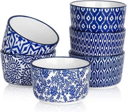 Set di 6 Ramekin Vintage Blu da 8 oz in Ceramica per Cottura in Forno - Soufflé - Pudding - Istantanea