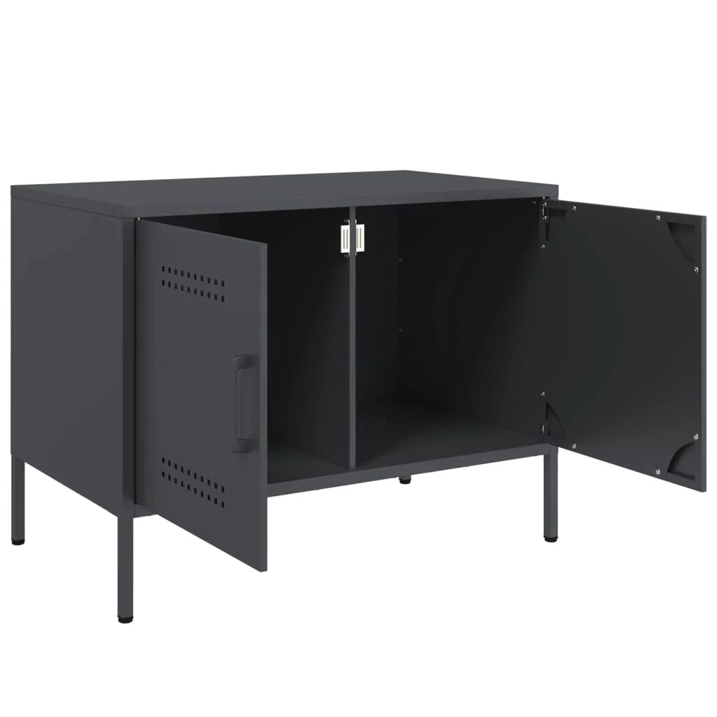 Mobile TV multimediale mensola TV credenza TV sala da pranzo soggiorno camera da letto antracite 68 x 39 x 50,5 cm acciaio antracite 02_0026403
