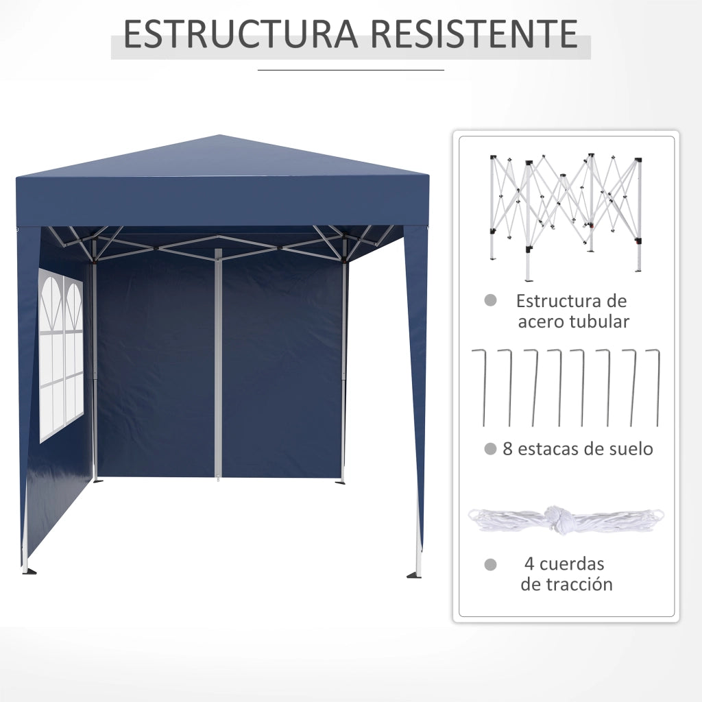 Gazebo da Giardino 4 Pareti 2 Porte 2 Finestre ¨C Zephmum ¨C Blu Oxford 2x2m