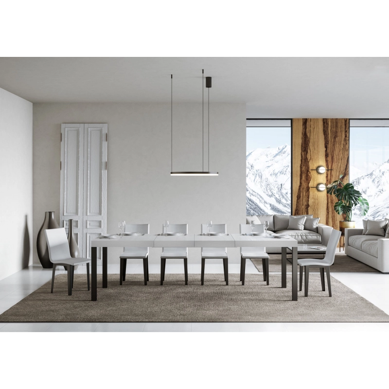 Tavolo allungabile 90x180/284 cm Everyday Premium telaio Antracite - Bianco Frassino