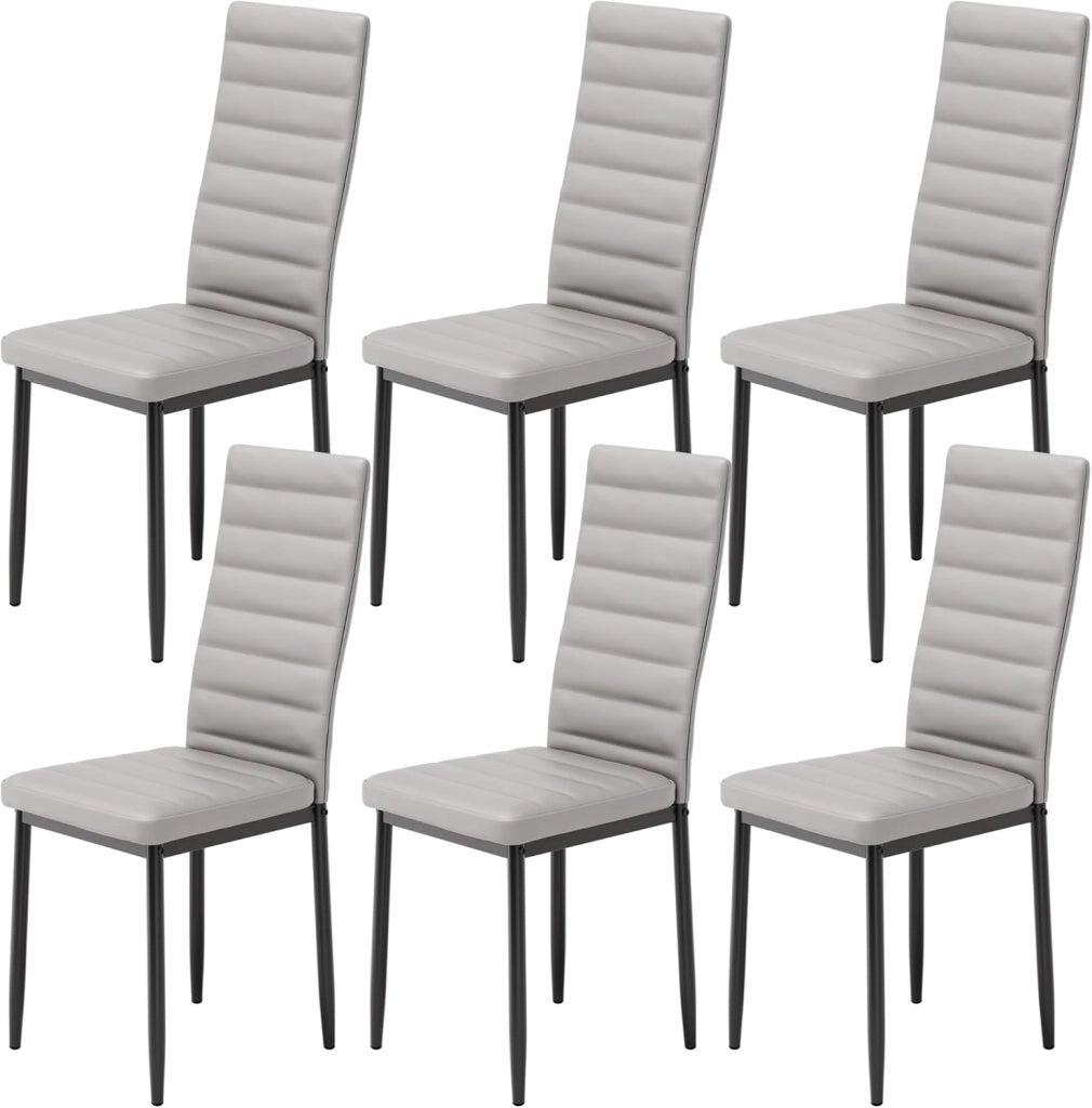 Set di 6 sedie da pranzo, sedie da tavolo in similpelle, moderne sedie da cucina a vista per sale da pranzo, studi e soggiorni. (Bianco, Set da 6)