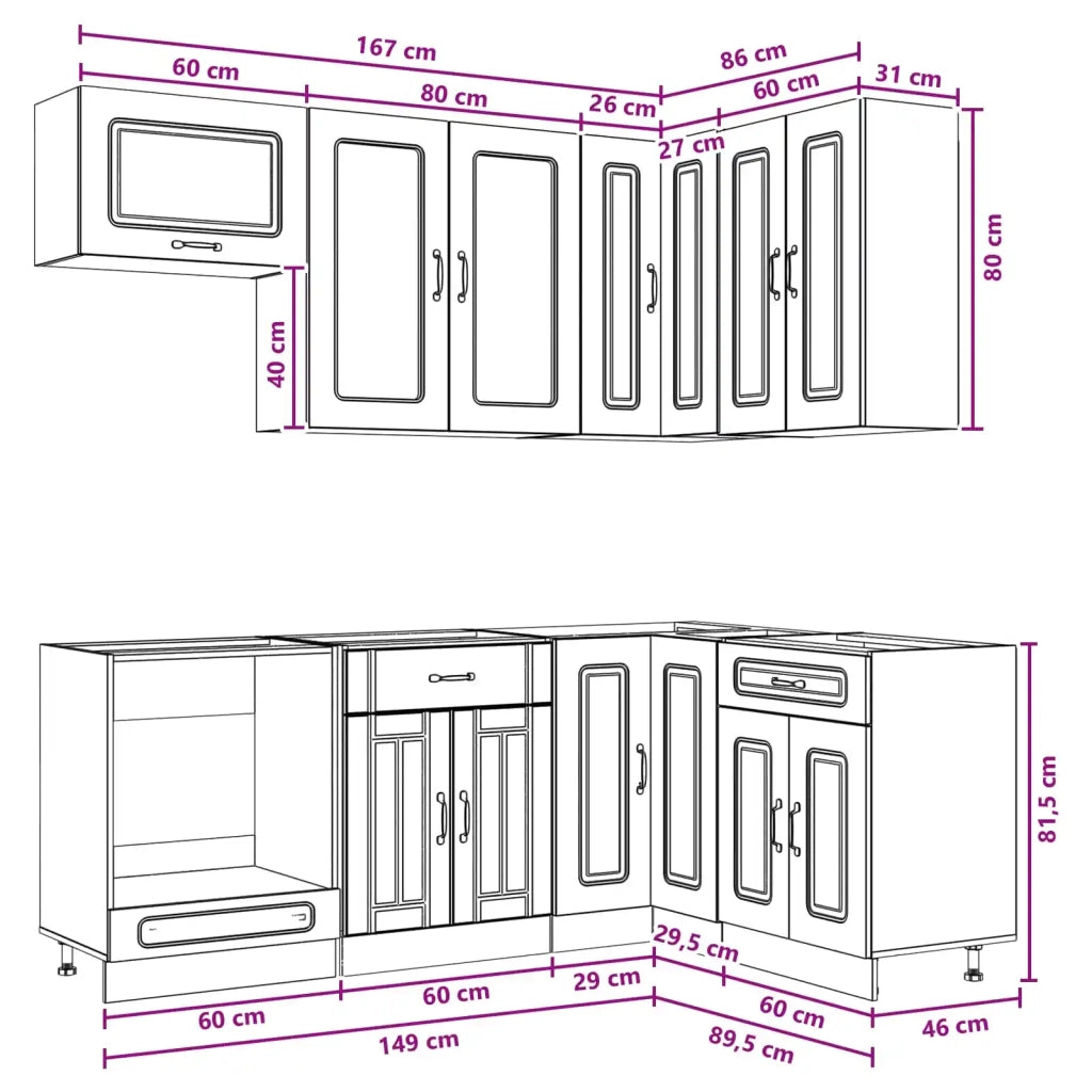 Unità Cucina KALMAR 8 pcs Bianco Legno ingegnerizzato 3438447
