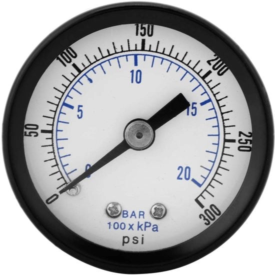 Misuratore di Pressione 0-20bar/0-300psi - Mini Misuratore di Pressione - Misuratore di Pressione per Carburante - Misuratore di Pressione per Acqua - 1/8" BSPT Connettore - Scatola Antishock - Misuratore di Pressione per Carburante