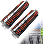 Accessori per piastra DIN con 40 connettori elettrici numerati e strisce di marcatura
