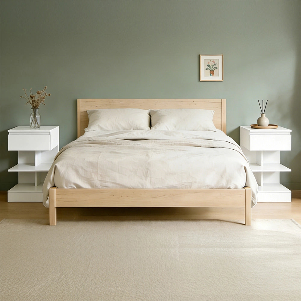 SoBuy FBT49-Wx2, Set di 2 Comodino Camera da Letto - Comodino con 1 Cassetto e 2 Ripiani, Tavolino Salotto - Moderna Cassettiera L39 x P39 x A65 cm Bianco