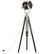 Lampada a Treppiede a Pavimento Nera in Legno di Mango 171 cm 286105