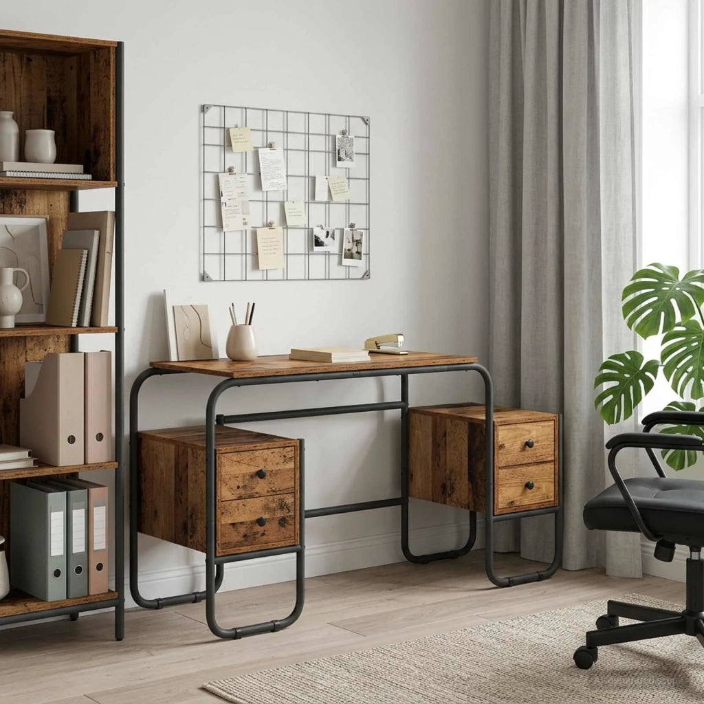Scrivania con Spazio di Archiviazione Legno di quercia 8008012