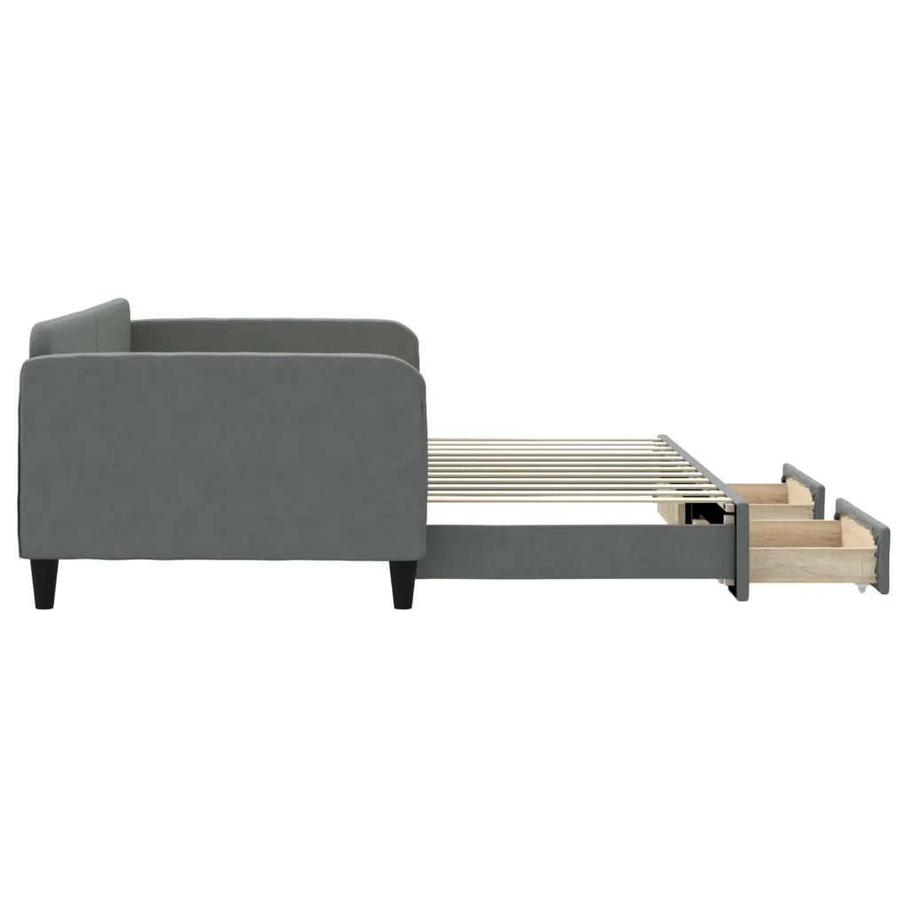 Divano Letto Estraibile Cassetti Grigio Scuro 100x200cm Tessuto 3196858