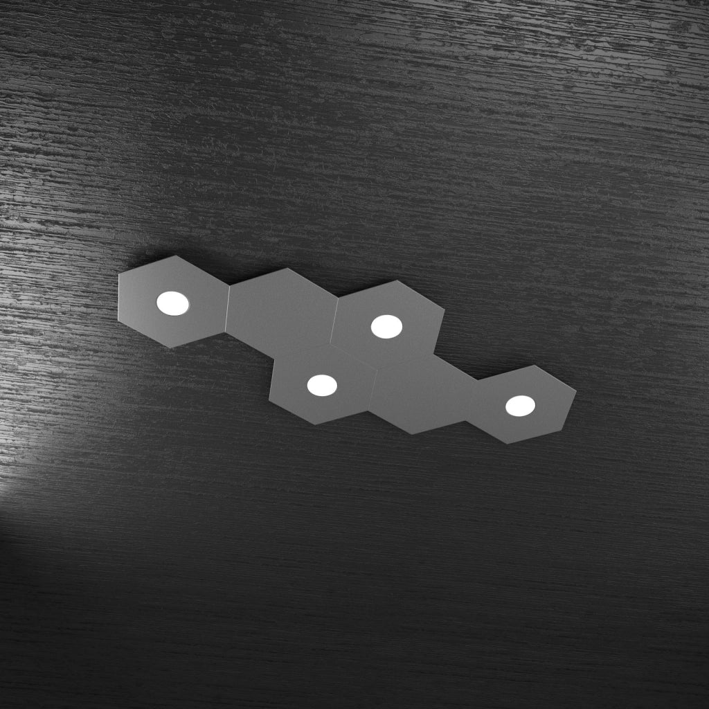 HEXAGON APPLIQUE-PLAFONIERA 4 LUCI + 2 DECORATIVO GRIGIO ANTRACITE 1142-4L2D-GA