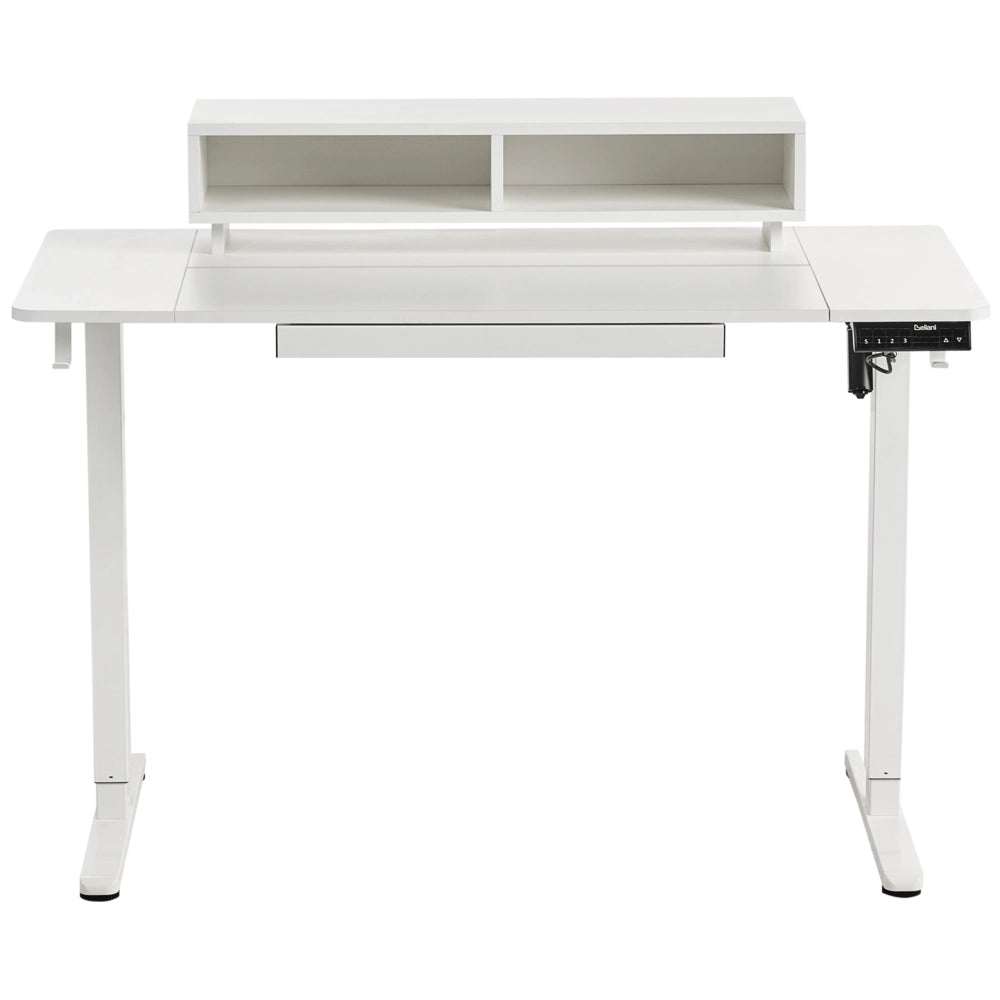 Scrivania regolabile elettricamente Piano bianco Struttura e gambe in acciaio 120 x 60 cm Stand and Sit Tappetino per mouse Design moderno
