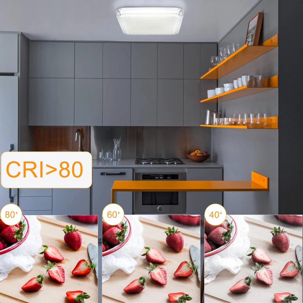 ZMH Lampada da soffitto plafoniera LED moderna quadrata 30cm cristallo cielo stellato dimmerabile telecomando bianco