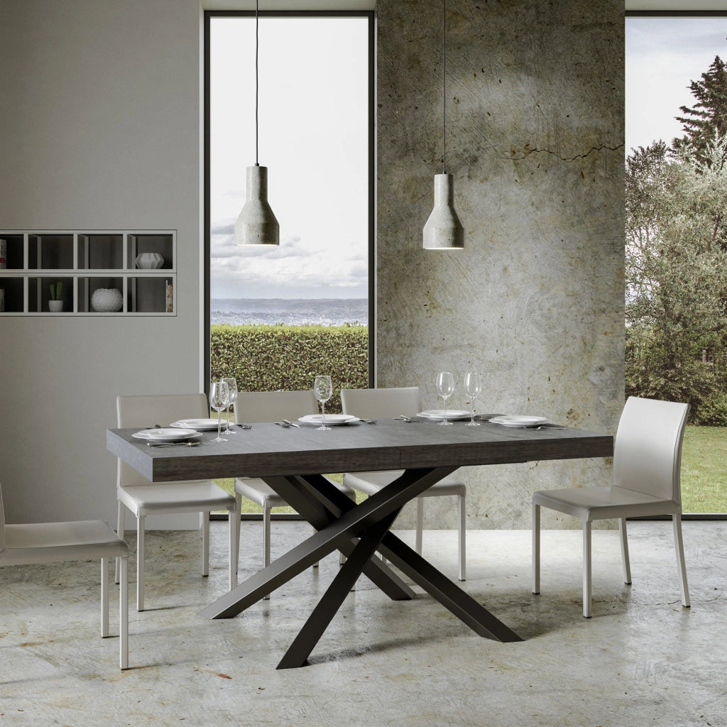 Tavolo Allungabile 200-460x90x77 cm Volantis Cemento Telaio Antracite