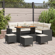 Set di Divani da Giardino  9 Pezzi con Cuscini Nero Polyrattan