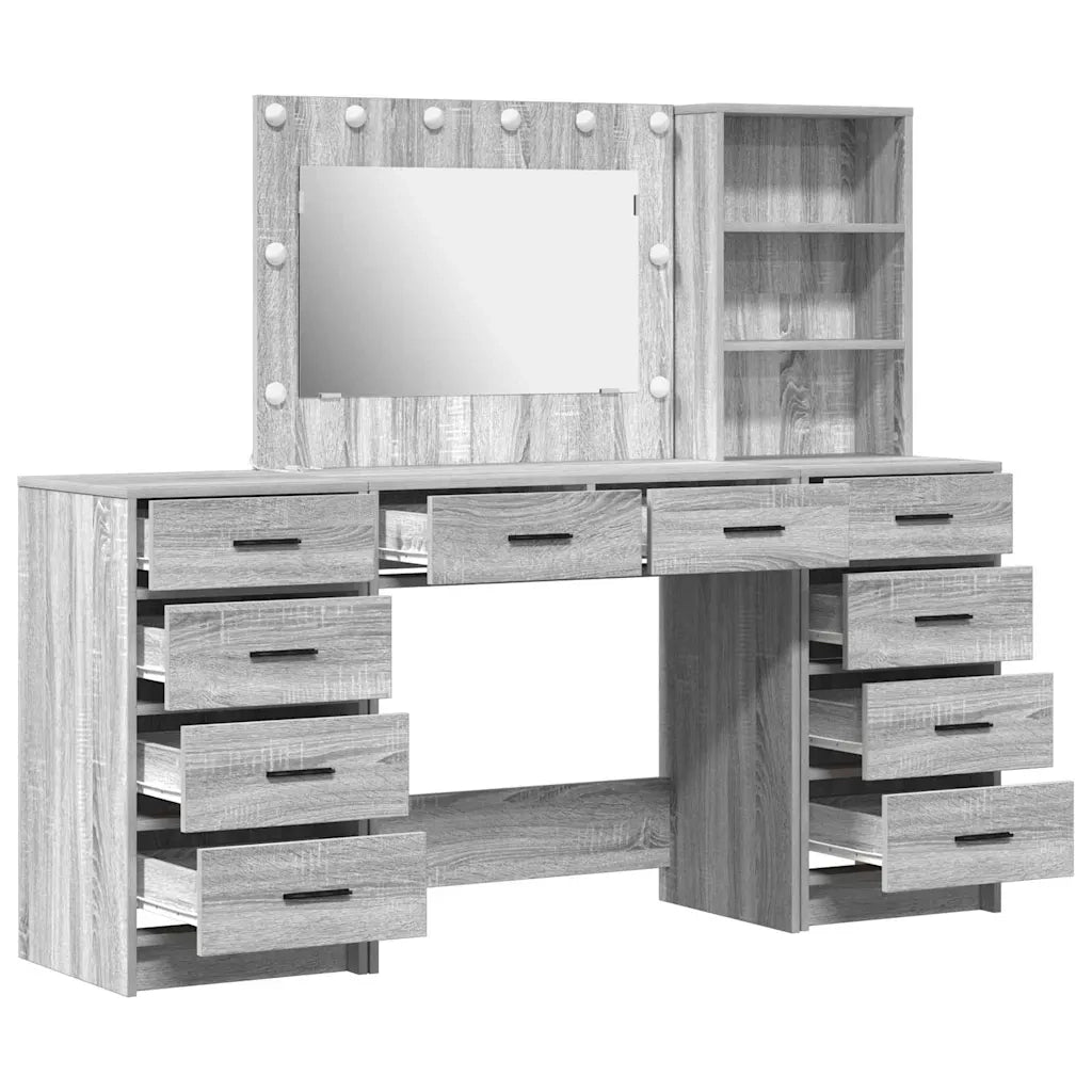 Tavolo da Trucco 3 pcs Grigio Sonoma Legno multistrato 3334214