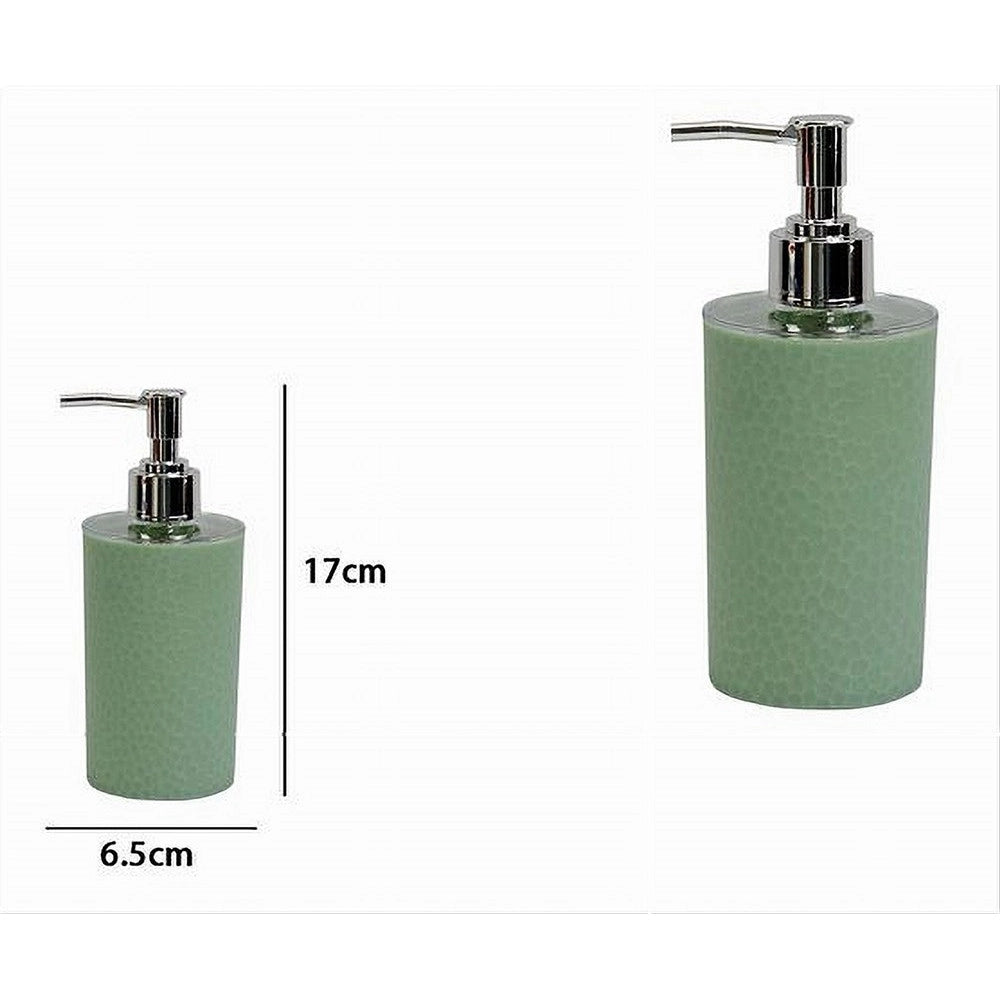 Trade Shop - Dispenser Sapone Liquido Lavandino Verde Lavorato Accessorio Arredo Bagno 79785 -
