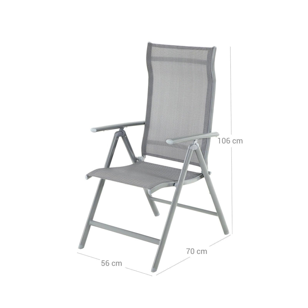 Sedia da giardino pieghevole seduta da esterno robusto telaio in alluminio schienale regolabile in 8 posizioni capacità di carico 150 kg grigio 12_0001680