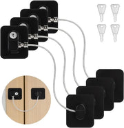 Set di 4 Chiusure di Sicurezza per Porte, Frigoriferi, Armadi e Lavatrici - Nero - Inclusi Chiavi - Nessuna Fissazione Richiesta.