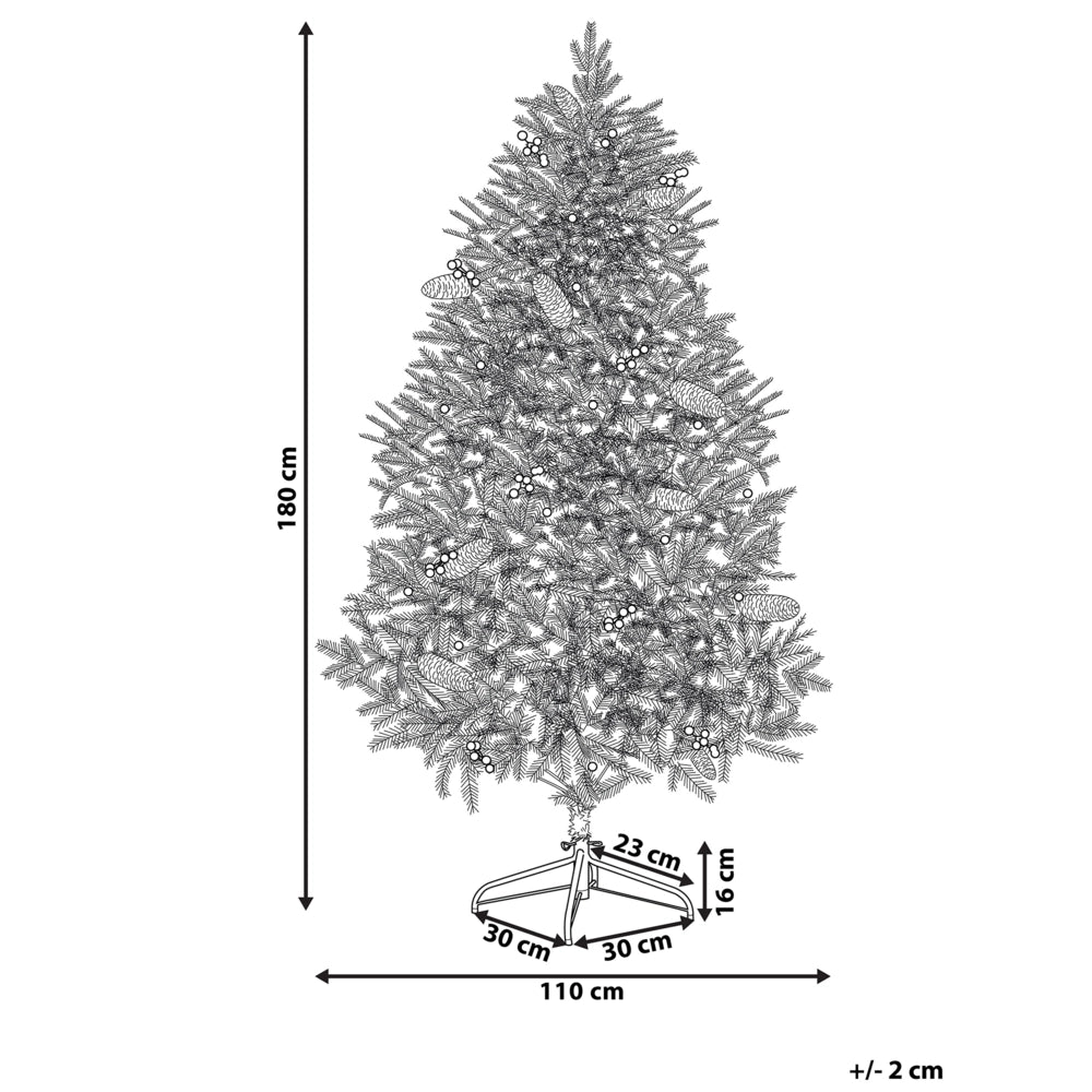 Albero Natale Artificiale Pre-Illuminato Verde Innevato Base Nera 180 cm