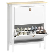 Scarpiera Slim per 14 Paia di Scarpe 80x24x95,5cm 2 Cassetti Bianco