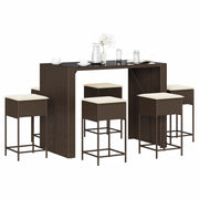 vidaXL Set Bar da Giardino 7 pz con Cuscini in Polyrattan Marrone