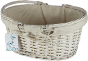 Scatola di regalo con maniglie a gocce per compleanni matrimoni o baby shower e battesimo - Scatola di stoccaggio vuota per pacchi di doni di paglia (bianca)