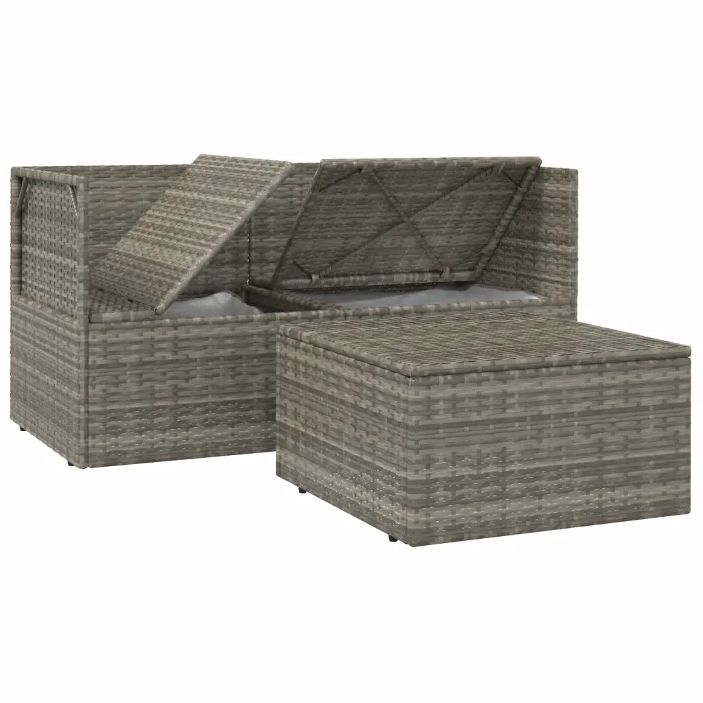 Set Divani da Giardino 3 pz | Set Salotto da Giardino con Cuscini in Polyrattan Grigio