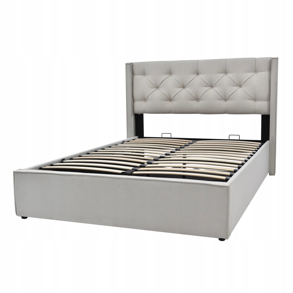 Letto Matrimoniale 160x200 - Xylo - Idraulico Grigio Chiaro con Materasso