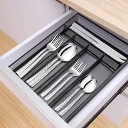 Organizzatore per Utensili 5 Compartimenti Oggetto di Utilizzo Cassetto di Deposito - Cucina Ufficio Lame in Acciaio Tessuto a Maglia Lame in Argento Cassetto di Deposito Regolatore - 31x237x5cm Inox Nero Inossidabile