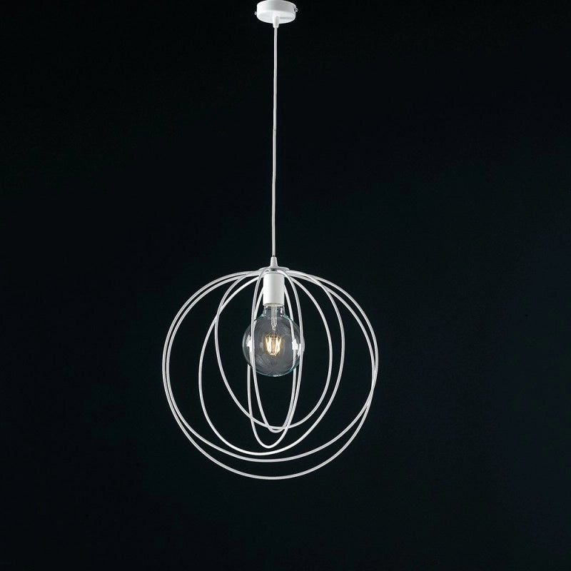 Lampadario a sospensione moderno in ferro Bianco una luce 42x h45 cm