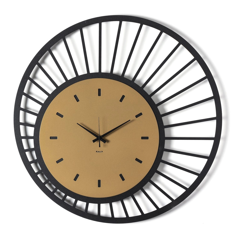 Orologio da parete di design Ray Nero,oro laccato