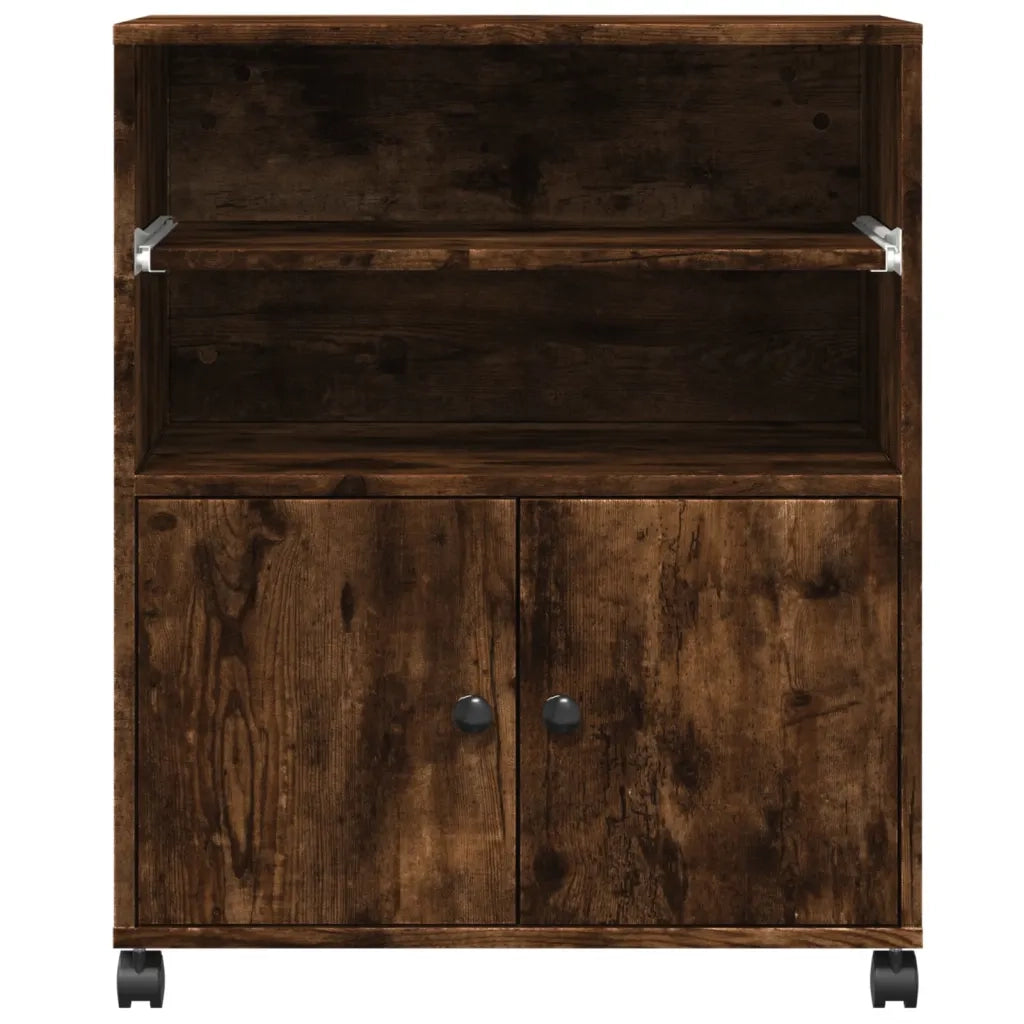 Supporto per Stampante con Ruote Rovere Fumo 60x48x74 cm