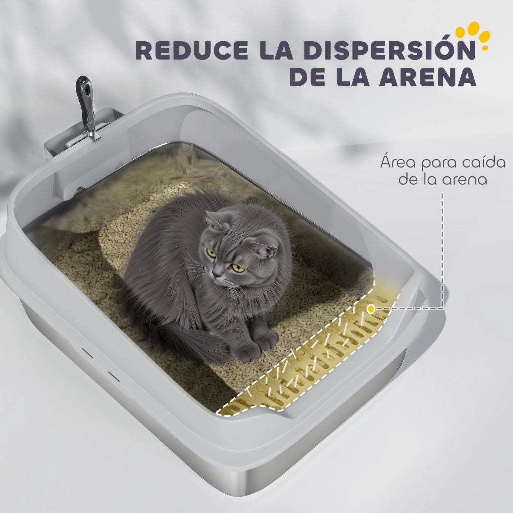 Arenero per Gatti ¨C zephmum ¨C 70x50x30 cm Grigio Acciao Inox