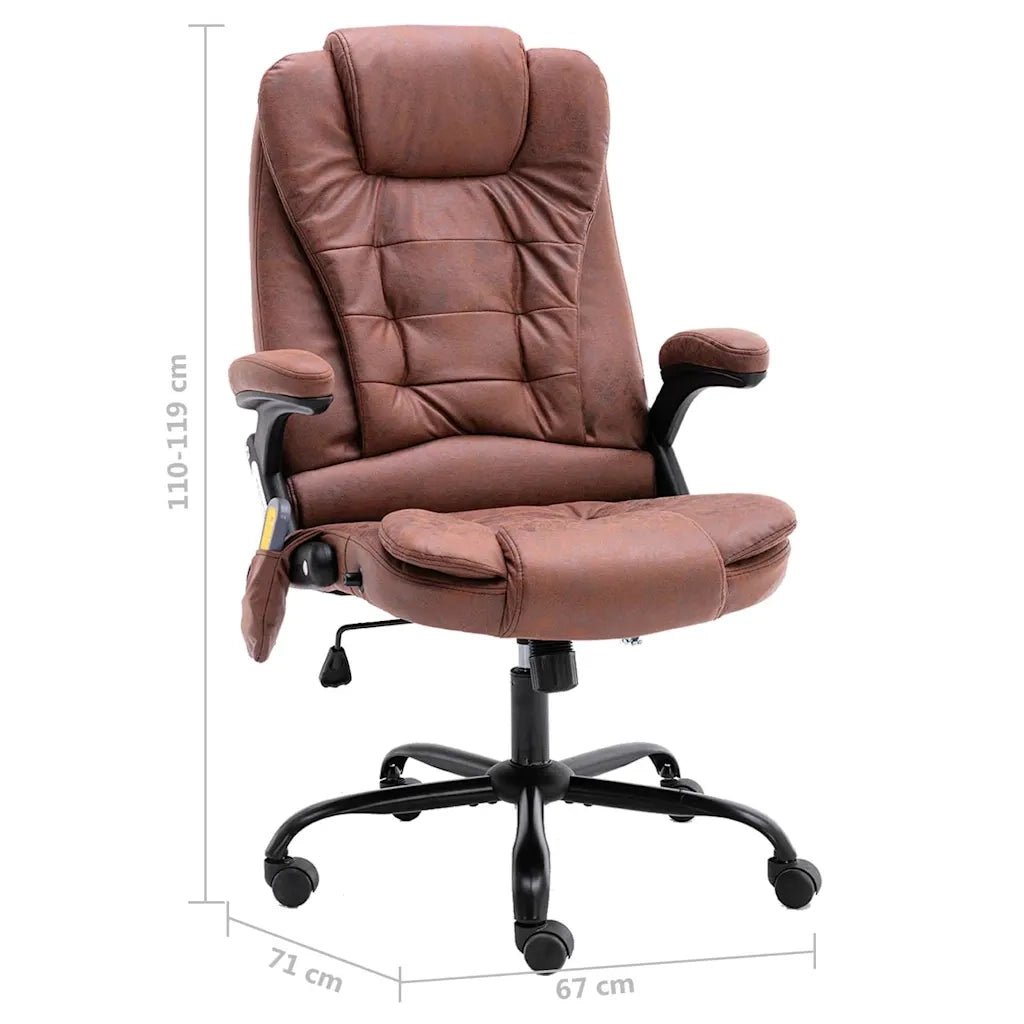 Sedia da Ufficio | Sedia da Gaming Massaggiante Marrone Chiaro in Scamosciato