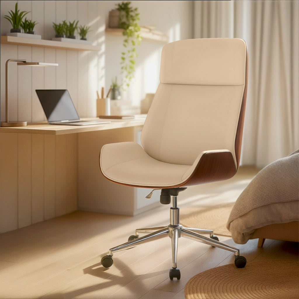 Sedia da ufficio Varel Noce/crema